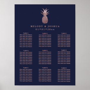 NAVY BLAUE ROSE GOLD PINEAPPLE SITZENCHARTA POSTER