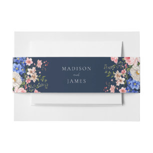 Navy Blaue Wildblumen-Hochzeit Einladungsbanderole