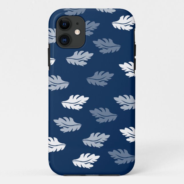 Navy Blauer Antiker Blätter Muster Case-Mate iPhone Hülle (Rückseite)
