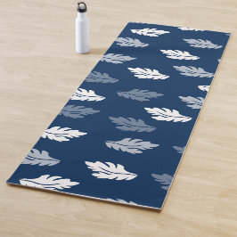 Navy Blauer Antiker Blätter Muster Yogamatte