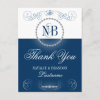 Navy blauer Silber Danke Postkarten