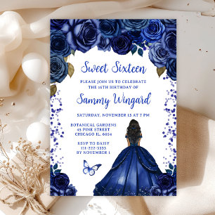 Navy Blaues dunkles Haut Prinzessin Sweet Sixteen Einladung