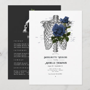 Navy-Blaues florales Gothic-Junggesellinnen-Wochen Einladung