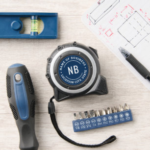 Navy-Blaues Geschäft-Monogramm-Stempel-Werkzeug Maßband