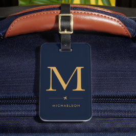 Navy Blaues Gold Monogramm-Gepäckanhänger Gepäckanhänger