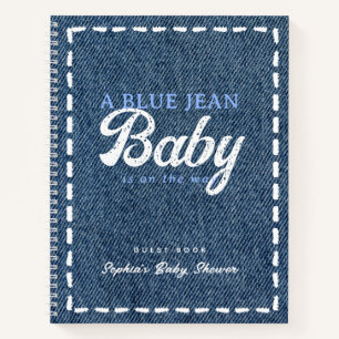 Navy-Blaues Jeans-Baby-Junge-Baby-Party-Gästebuch Notizbuch