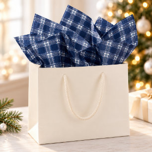 Navy Blaues Karo-Tartan-Weihnachten Seidenpapier