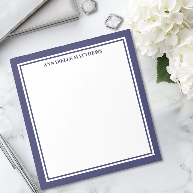 Navy Blaues Minimalistisches Monogramm Notizblock (Navy Blue Minimalist Monogram Notepad)