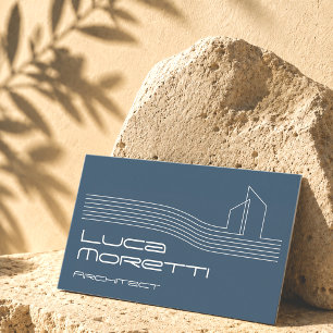 Navy Blaues modernes Gebäude-Logo Immobilien Visitenkarte