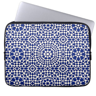 Navy Blaues Mosaik-Geometrisches Muster Laptopschutzhülle