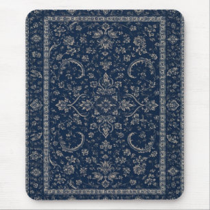 Navy Blaues Persisches Blumen-Clipboard  Mousepad