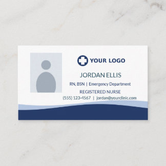Navy Blaues Pflege-Logo-Foto Visitenkarte