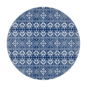 Navy Blaues Schneeflocken- & Blumen-Fair-Isle-Chri Schneidebrett