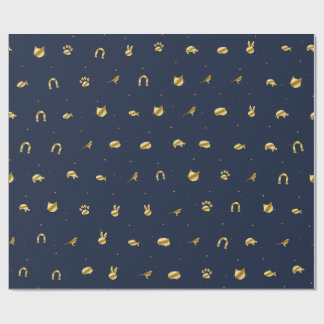 Navy Blaues und Goldenes Geschenkpapier für Hausti