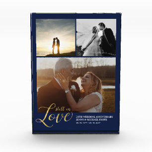Navy-blaues und goldenes Liebes-Jubiläumsgeschenk  Fotoblock