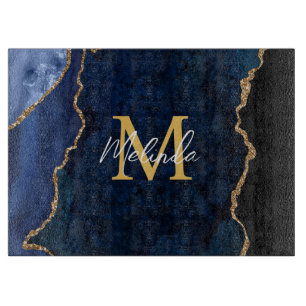 Navy Blaues und goldenes Marmor-Achat Schneidebrett