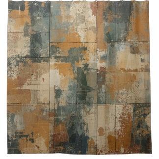 Navy Blaues, verbranntes oranges, rustikales, verw Duschvorhang