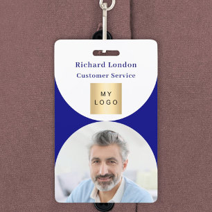 Navy blaues weißes Foto-Tor-QR-Code-Geschäftslogo Ausweis