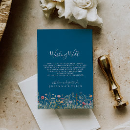 Navy Blissful Boho Wildflower Wedding Wishing Well Begleitkarte