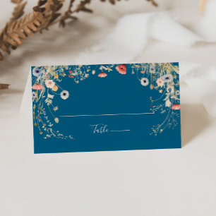 Navy Blissful Colorful Boho Wildblume Hochzeit Platzkarte