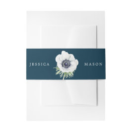 Navy Blooms Hochzeitseinladung Bly Bands Anemone Einladungsbanderole
