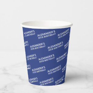 Navy Blue 30. Geburtstagsname Pappbecher