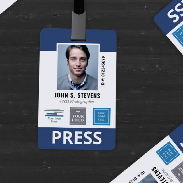 Navy Blue 3 Logos Presse-ID-Abzeichen Ausweis (Von Creator hochgeladen)