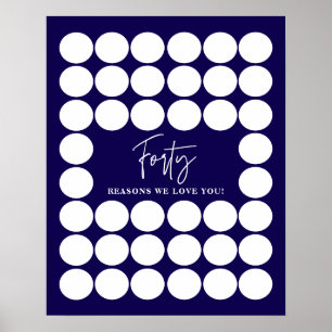 Navy Blue 40 Gründe, warum wir Sie zum Geburtstag  Poster