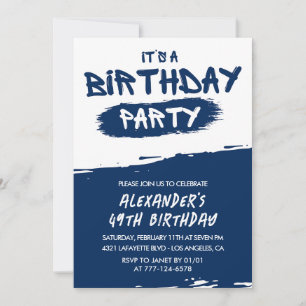 Navy Blue 49. Geburtstag Einladungen Männer Graffi