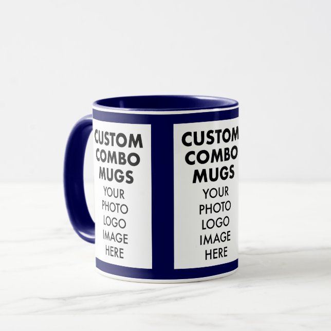 Navy Blue 4:6 Bilderrahmen 3 Foto Custom Combo Tasse (Vorderseite Links)
