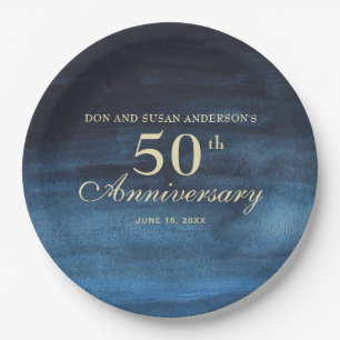 Navy Blue 50. Hochzeitstag Pappteller