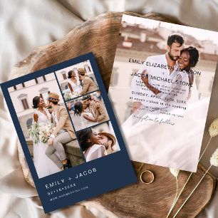 Navy Blue 5 Foto Moderne Hochzeit Einladung