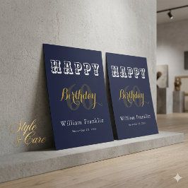 Navy Blue 60th Birthday Party Celebration Glossy Poster