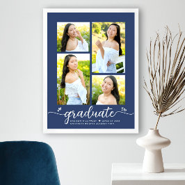 Navy Blue Abschluss 4 Foto Script Hearly Girly Poster
