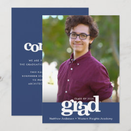 Navy Blue Abschluss Foto fett moderner Typografie Ankündigung