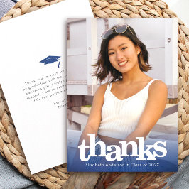 Navy Blue Abschluss Foto fett moderner Typografie Dankeskarte
