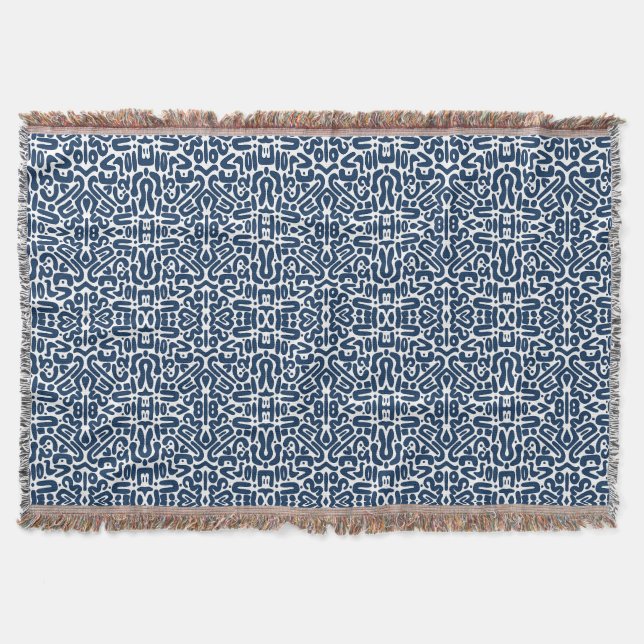 Navy Blue Abstrakt Decke (Vorderseite)