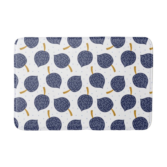 Navy Blue Abstrakt Flying Bomb Fruchtmuster Badematte (Vorderseite)