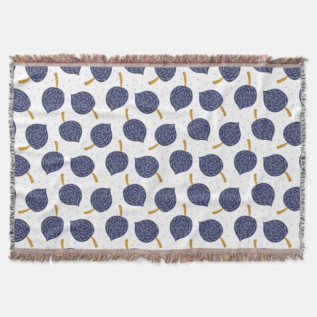 Navy Blue Abstrakt Flying Bomb Fruchtmuster Decke (Vorderseite)