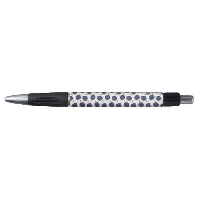 Navy Blue Abstrakt Flying Bomb Fruchtmuster Kugelschreiber (Vorderseite)
