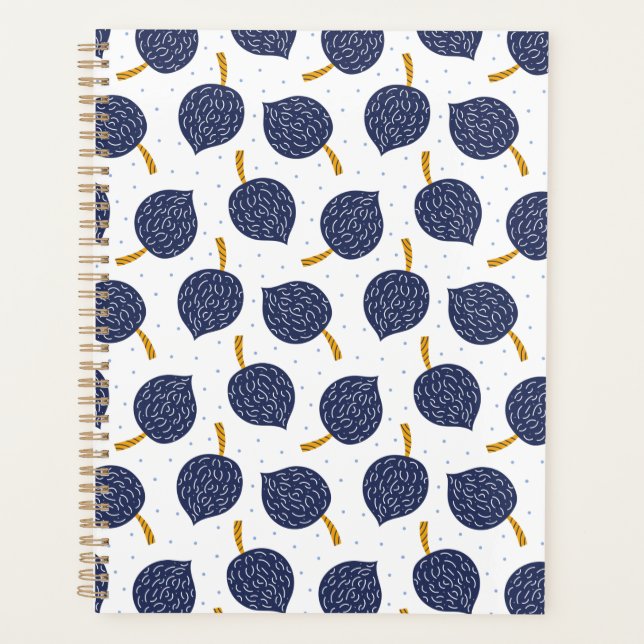 Navy Blue Abstrakt Flying Bomb Fruchtmuster Planer (Vorderseite)