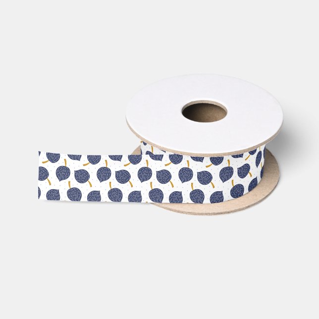 Navy Blue Abstrakt Flying Bomb Fruchtmuster Satinband (Spule)