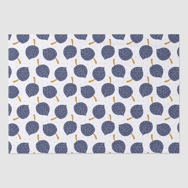 Navy Blue Abstrakt Flying Bomb Fruchtmuster Seidenpapier (Vorderseite)