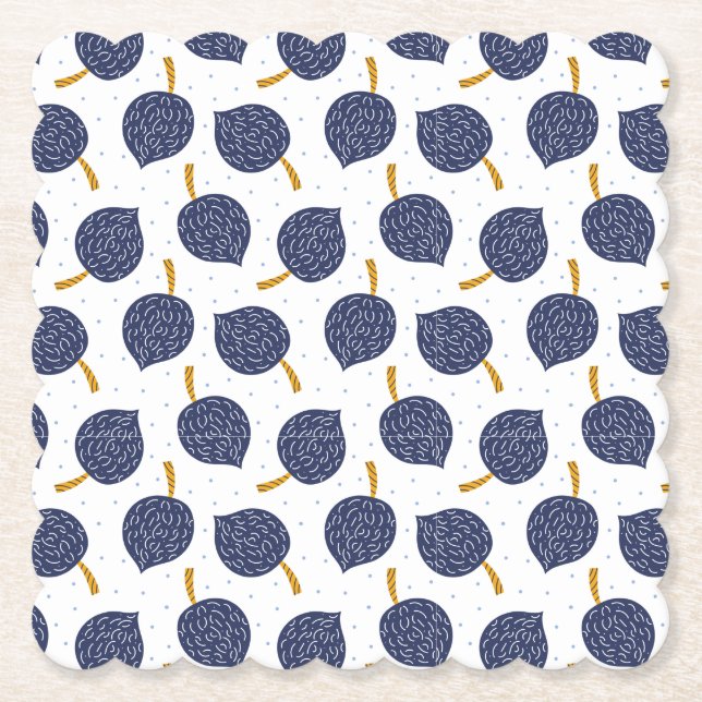 Navy Blue Abstrakt Flying Bomb Fruchtmuster Untersetzer (Vorderseite)