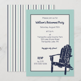 Navy Blue Adirondack Chair Custom Retirement Party Einladung