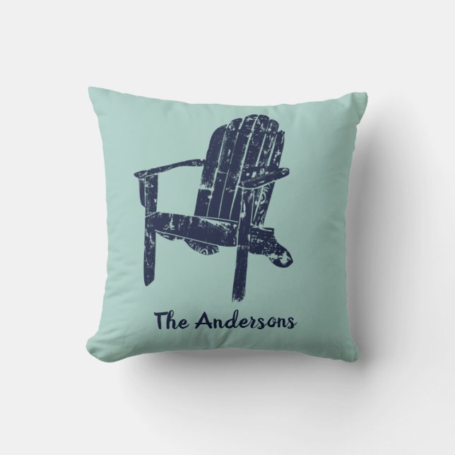 Navy Blue Adirondack Chair Personalisiert Kissen (Vorderseite)