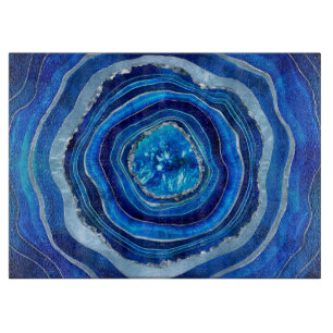 Navy Blue Agate Geode Digitale Kunst Schneidebrett