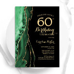 Navy Blue Agate Gold Black 60. Geburtstag Einladung<br><div class="desc">Smaragdgrün,  schwarz und gold agate 60. Geburtstagsfeier Einladung. Elegantes modernes Design mit grünen Aquarellfarben,  marmorgeode Hintergrund,  Imitats Glitzer Gold und Typografie Drehbuch Schriftart. Die trendige Einladungskarte eignet sich perfekt für eine stilvolle Damenfeier. Gedruckte Zazzle-Einladungen oder Sofortdownload digitaler Druckvorlage.</div>