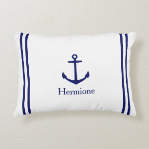 Navy Blue Anchor auf White Personalisiert Dekokissen