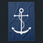Navy Blue Anchor Handtuch<br><div class="desc">Nautical Design</div>